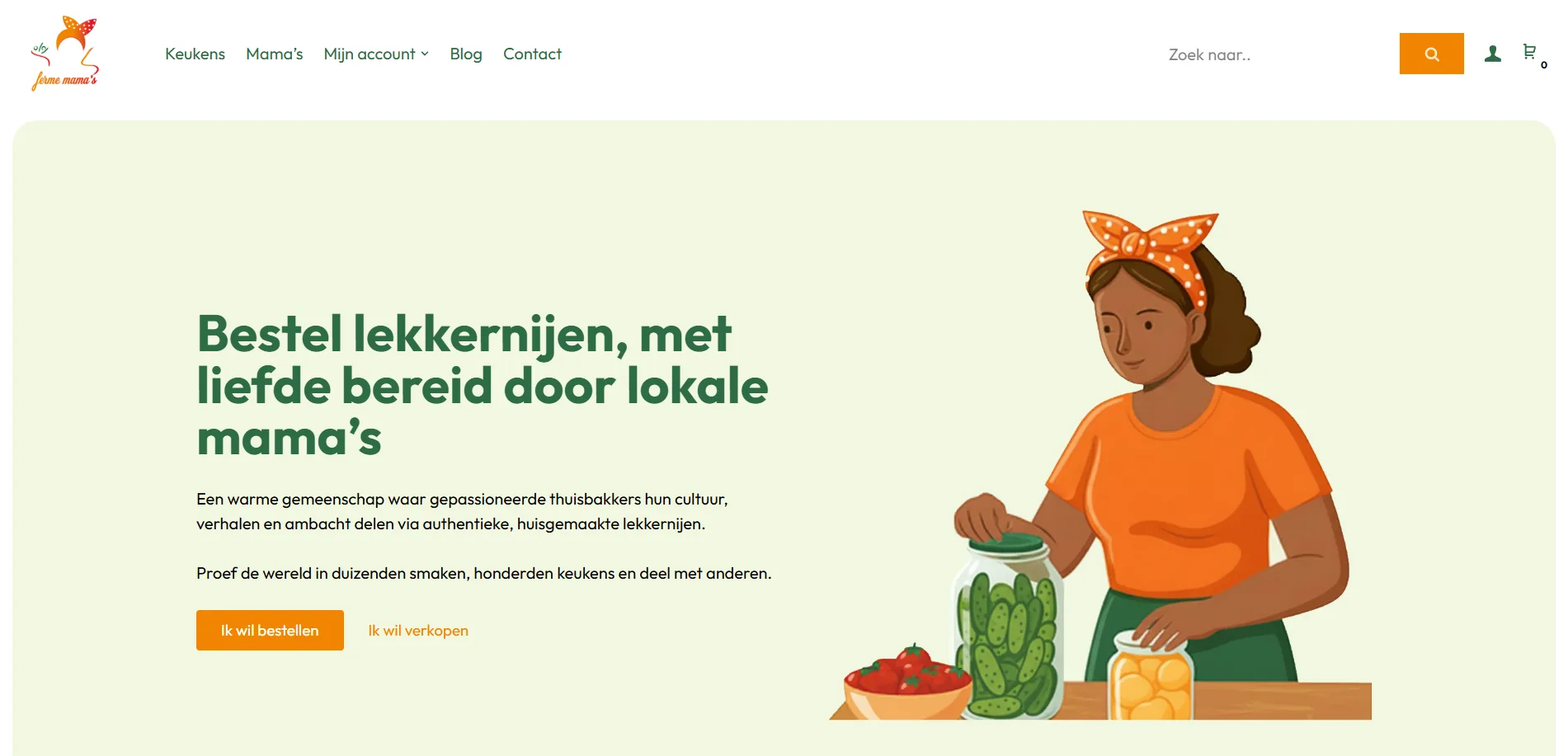 Ferme Mama's marketplace homepage